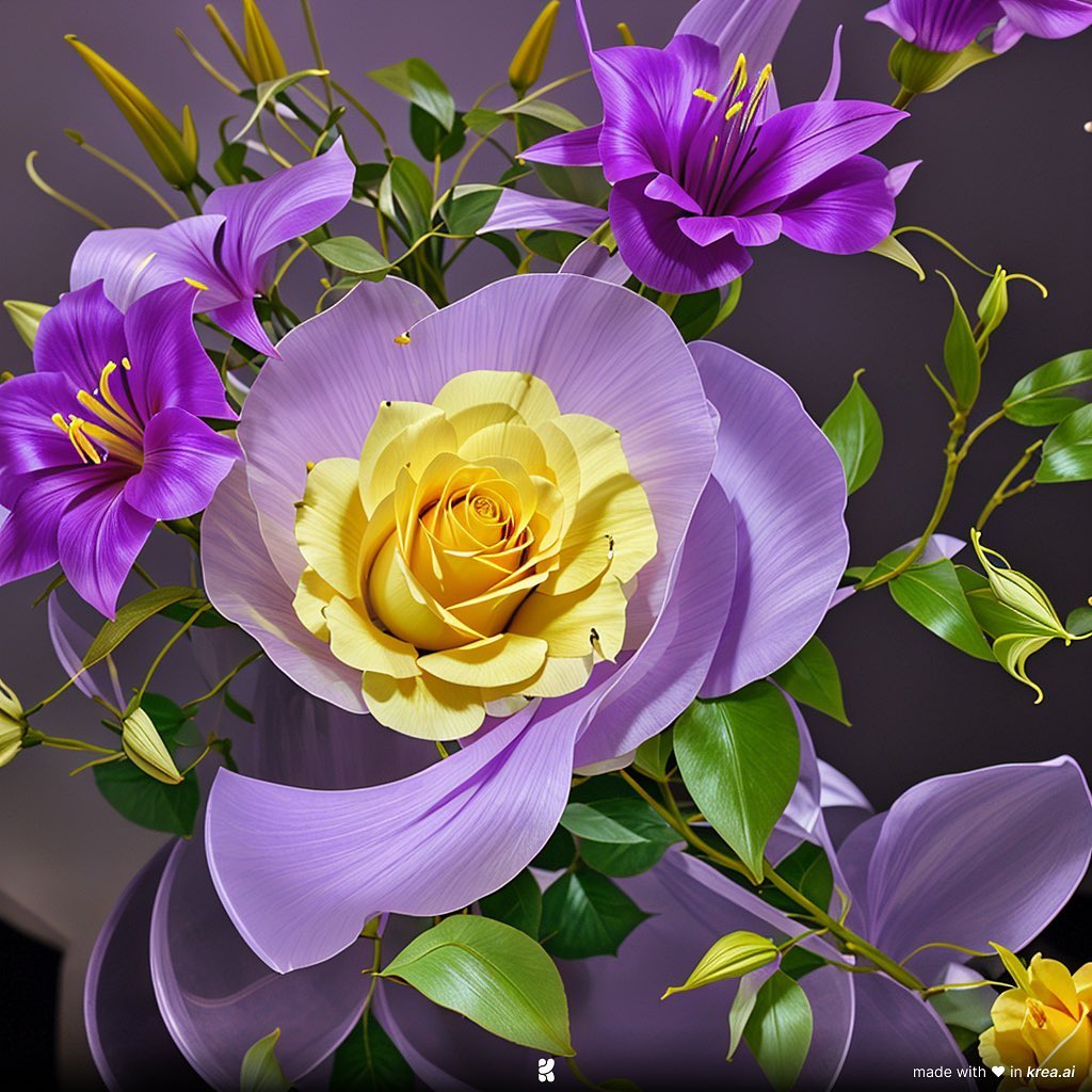 Violet and yellow flowers