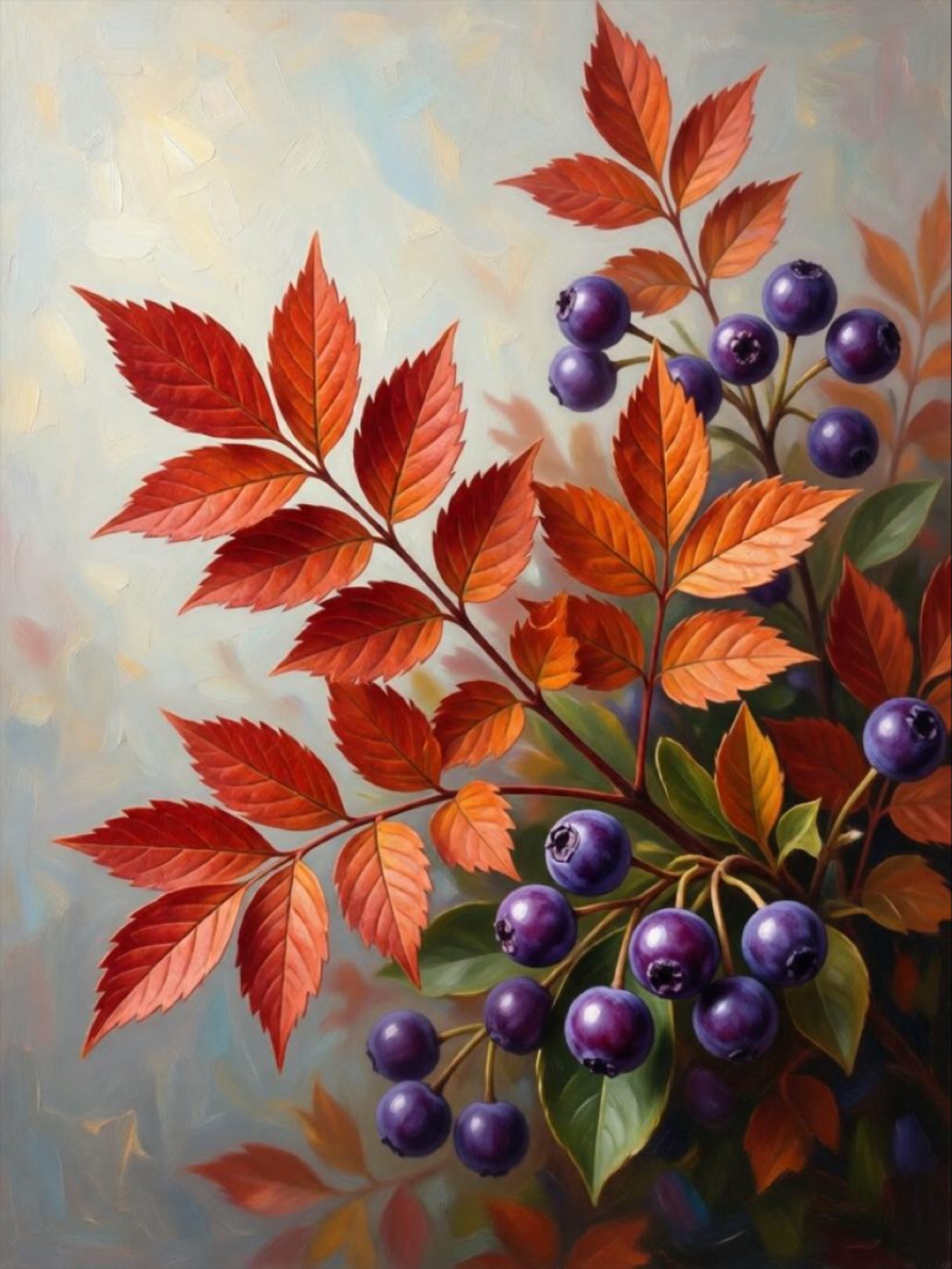 Digital artwork of leaves and berries